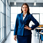 **

"A professional female architect, fully clothed in a stylish yet modest business outfit, standing in a bright, modern architectural office filled with blueprints and models, appropriate attire, safe for work, perfect anatomy, natural proportions, architectural photography, high quality, professional setting."

**
